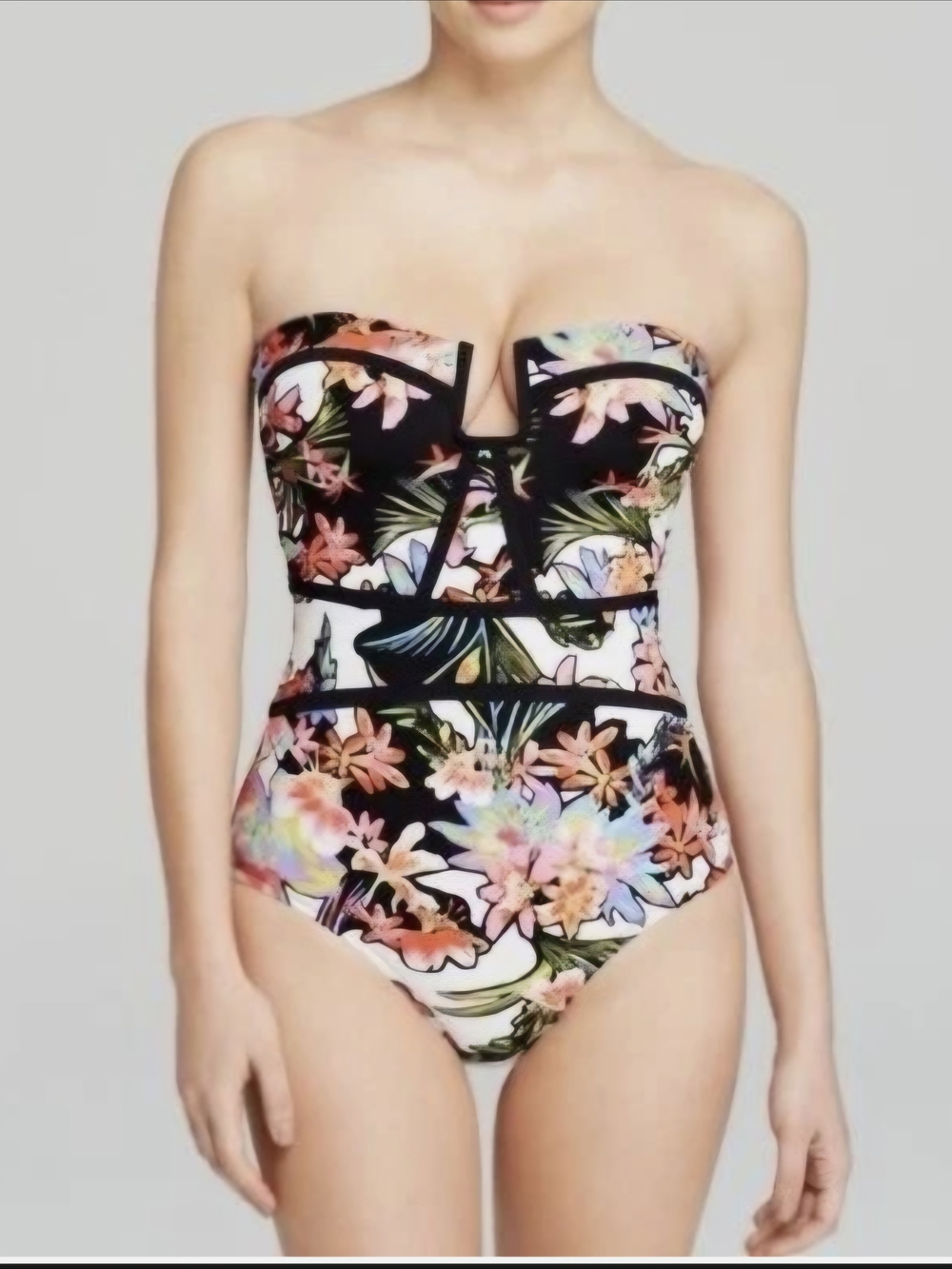 Nanette Lepore Havana Tropical Seductress One-Piece Bandeau Swimsuit - M - Picture 4 of 10